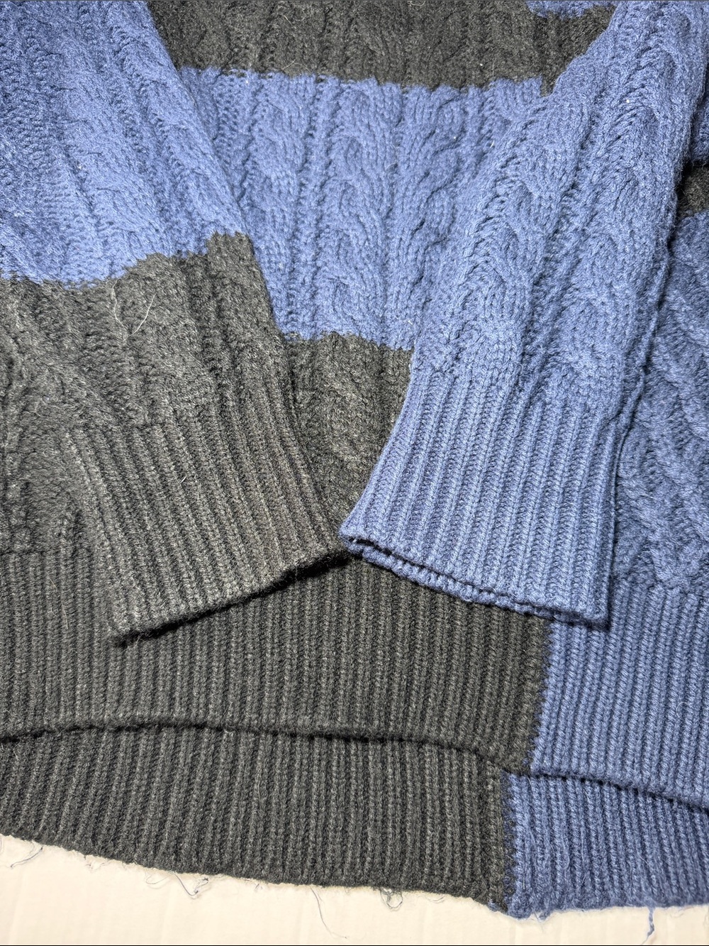 Tuckernuck Colorblock Cable Knit Sweater Blue Black M - Picture 8 of 8